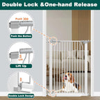 Fairy Baby 40.5" Extra Tall Baby Gate for Stairs, 40.6"-54.7" Extra Wide Dog Pet Gate Indoor Outdoor, Pressure Mounted Walk Thru Swing Metal Safety Child Gate, Cat Puppy Gate for House Doorways, White