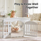 Sweetcrispy Plastic Dog Playpen, 8 Panels 24" Expandable & Durable Pet Fence for Medium Dogs - Indoor & Outdoor Portable Puppy Playpen with Secure Locking Door, White