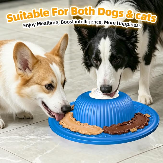 Multi-Purpose Silicone Slow Feeder & Lick Mat for Dogs & Cats (Blue)