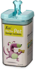 Large 9"H Flip-Tite Bone Square Pet Food Storage Canister in Clear/Blue