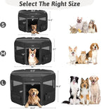 PETSFIT Portable Dog Playpen 45", Removable Waterproof Mat, Zippered Roof | Jump-proof, Collapsible Storage, RV Camping Travel, Indoor Outdoor Use, Large Dogs and Cats, 45.5"L x 45.5"W x 28.5"H
