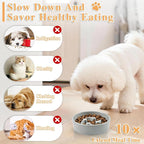 Ceramic Slow Feeder Dog Bowls,0.6 Cups Dog Food Dish for Small Breed | Puzzle Dog Food Bowl for Fast Eater, 15OZ, 6.3 inch(Grey)