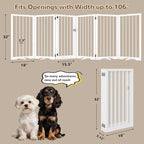 32" Extra Tall Free Standing Dog Gate Indoor, Foldable Pet Gate | for Doorways Stairs, 6-Panel Dog Gate with Door No Drilling, Folding Puppy Gate with Support Feet for Stability, 106"x32"
