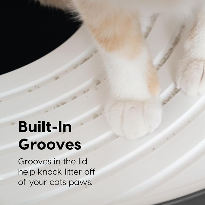 IRIS USA Large Top Entry Cat Litter Box, Hooded Privacy, Dark Gray/White | Dog-Free Zone, Enclosed Top Access, Dog Proof Pan, Mess Containment System, Odor Trapping, Reduced Tracking