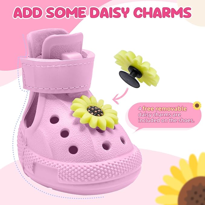 Nasjac Dog Shoes for Hot Pavement - Breathable Dog Sandals with Non Slip Soles & Reflective Straps, Easy ON & Off, Easy-Clean Summer Outdoor Pet Boots for Small Medium Large Dogs, Pink, 9