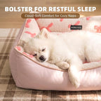 Mora Pets Reversible Pet Beds for Small Dogs Large Cat Bed Washable - Cool & Warm 2-in-1 Anti Anxiety Dog Bed for Summer, Rectangle Puppy Bed with Cute Pink Bow (25''x21''x7'')