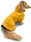 Dachshund Raincoat - Waterproof & Windproof Dog Jacket for Long Weiner Dogs, Adjustable Fit, Harness Hole - Yellow, Small