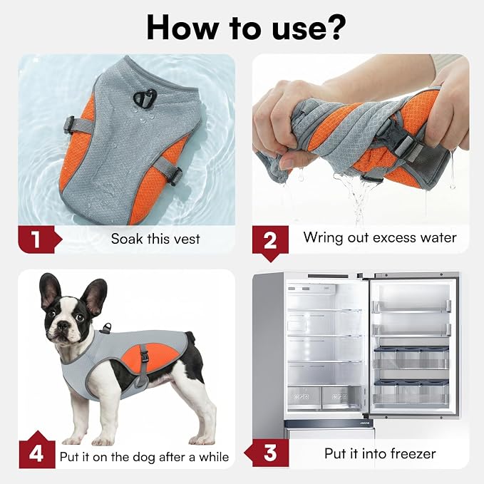 Dog Cooling Vest for Medium Dogs, Dog Cooling Jacket with Mesh and D Ring, Pet Reflective Stripe Jacket for Summer, Orange-M