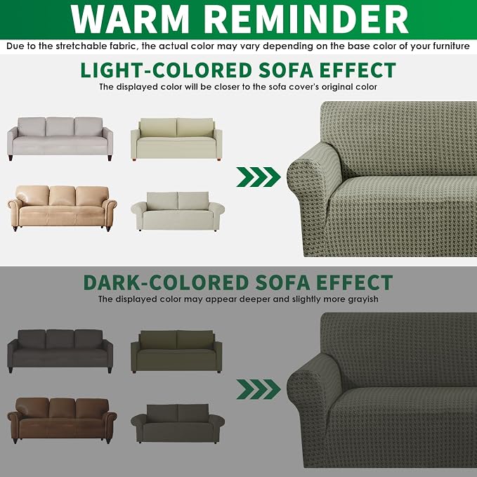 MAXIJIN Stretch Sofa Chair Slipcovers with Arms (31"-46 Washable Chair Cover Armchair with Non-Slip Foam & Elastic Bottom, Dog Cat Pet Friendly Furniture Protector (Small, Army Green)