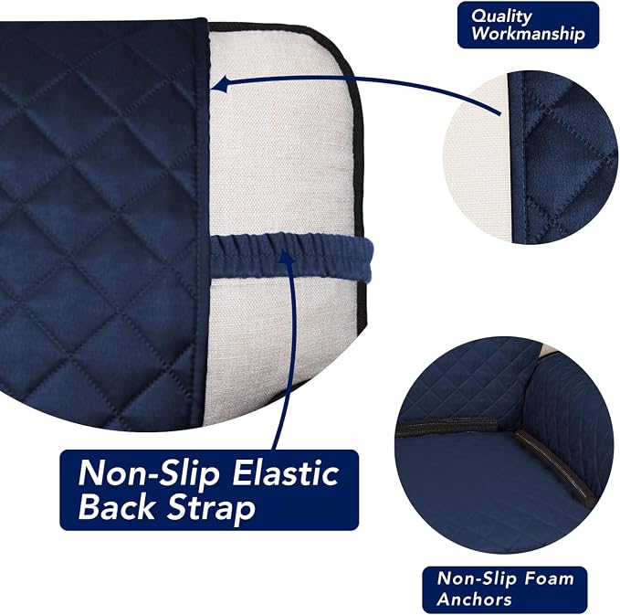 PureFit Reversible Quilted Couch Covers for Dogs Loveseat Sofa Cover 54" | Navy/Ivory, Water Resistant Couch Protector, Washable Pet Couch Cover with Non Slip and Elastic Straps For Kids