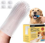 Jasper Dog Toothbrush, 360° Finger Toothbrush for Dogs & Cats, Clear 4-Pack | 12x More Bristles, Teeth Cleaning Kit for Small & Large Pets, Toothpaste Not Included, Fights Bad Breath, Extra Soft Silicone