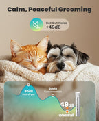 oneisall 4 in 1 Dog Grooming Kit with LCD Display | Paw Hair Trimmer & Nail Grinder, Rechargeable, Cordless, Low Noise, IPX7 Waterproof, 3 Speeds Pet Grooming Clippers