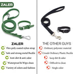 ZALER Dog Collar and Leash Set, Waterproof Adjustable Odor Proof Pet Collars Leashes Easy to Clean, 6FT Dog Leash with 2 Hooks for Large, Medium Small Dogs (XS, Green)