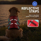ASENKU Dog Life Jacket - Pet Safety Vest for Swimming & Boating, Shark Life Jacket with Floatation, Dog Lifesavers Swimsuits for Small Medium Large Dogs (RedGreen, XL)