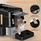 URPOWER Extra Large Stainless Steel Litter Box with Lid for Large Cats | Non-Stick Metal Pan, Front & Top Entry, Odor Control, Anti-Leakage, Easy to Clean, Step and Scoop Included