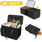 6 Set Dog Travel Bag, Large Pet Travel Kit for Supplies, Black | Includes 2 Food Containers, 1 Pet Organizer for Dogs, 2 Collapsible Bowls, 1 Treat Pouch, Dog Weekend Overnight Bag Luggage