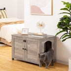 HOOBRO Litter Box Enclosure, Cat Litter Box Furniture with Removable Divider, Large Hidden Litter Box Furniture, Wooden Cat House, End Side Table, 31" L x 17.5" W x 19.7" H, Greige BG03MW01G2