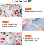 Potaroma Hide and Seek Interactive Cat Toys | Moving Concealed Wand Feather, Automatic Chargeable Indoor Kitten Exercise Kicker, Mouse Squeaky, Floral Cover