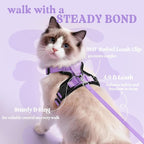 rabbitgoo Cat Harness and Leash Set, Escape Proof Vest, Light Purple | Soft Breathable Mesh, Easy Adjustable Fit, Snap Buckles, Sturdy Clip, Reflective Strips, for Kittens & Small Cats Walks, Xxs