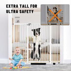 Rgqphantom 41" Tall Safety Pet Gate,Adjustable 30.5"-55" Wide(White) | Auto Close Cat Gate Suitable for Stairs,Doorways,White, Pet Safety Barrier