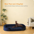 Dwanton Orthopedic Dog Bed for Extra Extra Large Dogs with Gel Memory Foam, Waterproof Dog Sofa, Washable Pet Bed with Four Sided Bolster Cushion, Removable Cover & Non-Slip Bottom, 48", Navy Blue