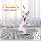 Cat Litter Mat 12"x12",Double Layer EVA litterbox Mat, Gray | Waterproof honeycomb large grid, urine-proof and odor-free. Traps litter, easy cleanup,Washable, non-slip backing