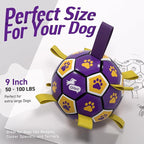 QDAN Extra Large Dog Toy Soccer Ball, Durable Dog Balls with Straps, 9 Inch | Herding Ball for Dogs Large, Interactive Dog Toys for Tug of War, Outside Water Toy, Training Soccer Balls >90 lbs Dogs
