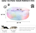 Himax Covered Large Dog Bed with Blanket Attached Calming Burrow Multicolor | 35in Anti-Anxiety Donut dog bed with cover, Washable Round Fluffy Pet& Cat Beds for Indoor