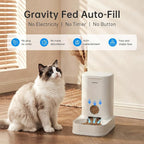 PAWGETHER® Gravity Cat Feeder, 1 Gallon/3.5L Dog Food Dispenser, No-Electricity Automatic Pet Feeder, Auto Refill Food Bowl for Cats & Small, Medium Dogs Easy to Fill