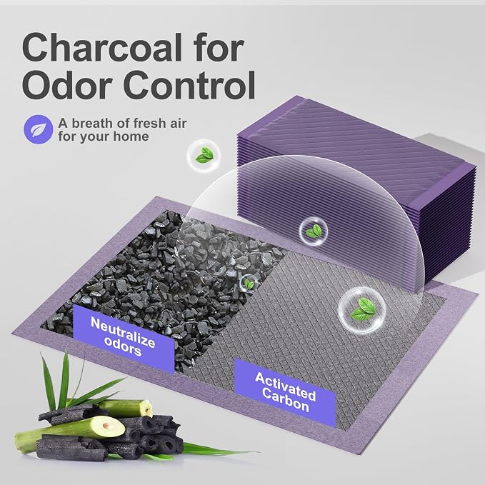 Cat Pad Refills for Litter Box, 16.9"x11.4" Odor Control Cat Pee Pads with Activated Carbon for Breeze Litter System(50Counts/Purple)