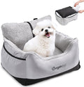 BurgeonNest Dog Car Seat for Small Dogs & Cats Under 25 lbs, Black Grey