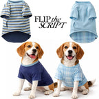 Pet Passion Rover - The Reversible Tee, 2 Pack Short Sleeve Pet T-Shirt 100% Organic Cotton Tees for Small, Medium, Large Dog Clothes, Blue Sand, X-Small