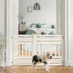 IRIS USA Pet Gate, Adjustable Width, White
