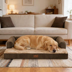 Orthopedic Washable Dog Bed for Large Dogs, 36x27in, Brown | Orthopedic Foam Eases Joint Pressure, Bolsters Supports Head And Neck, Washable Pet Beds, Removable Cover, Non-Slip Bottom