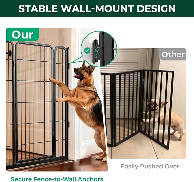 FXW Dog Gate, Extra Wide Adjustable for Openings Up to 165", 45" H | Flexible Space Control, Easy Walk-Through Access, 5 Panels + 1 Gate, For Large Dogs, Garage Use