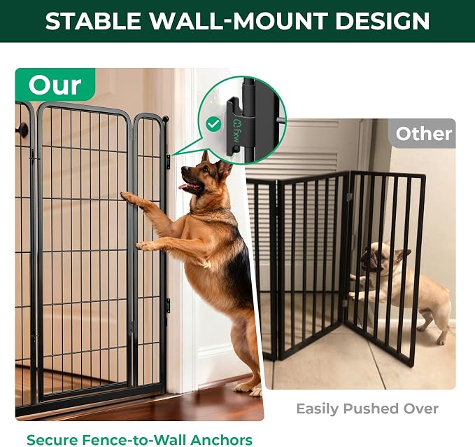FXW Dog Gate, Extra Wide Adjustable for Openings Up to 111", 45" H | Flexible Space Control, Easy Walk-Through Access, 3 Panels + 1 Gate, For Large Dogs, Garage Use