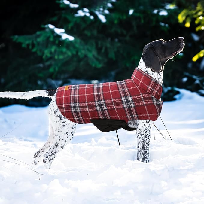 Kuoser Warm Dog Coat, Waterproof Dog Jacket for Extra Large Dogs, Red XL | Adjustable Durable XL Doggie Winter Coat Reversible Cozy Puppy Cold Weather Apparel from Small to Large Breed