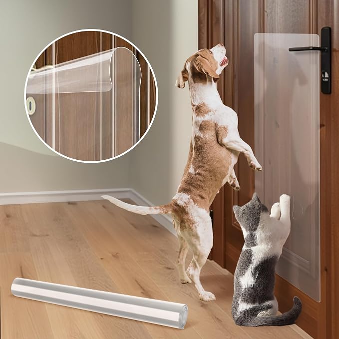 1 Pack 40 x 16 Heavy Duty Clear Door Protector Cat & Dog, Easy & Quick to Install Clear Anti Scratch Work on Wall, Window, Glass, Furniture Guard Indoor/Outdoor Cat Scratch Protectors