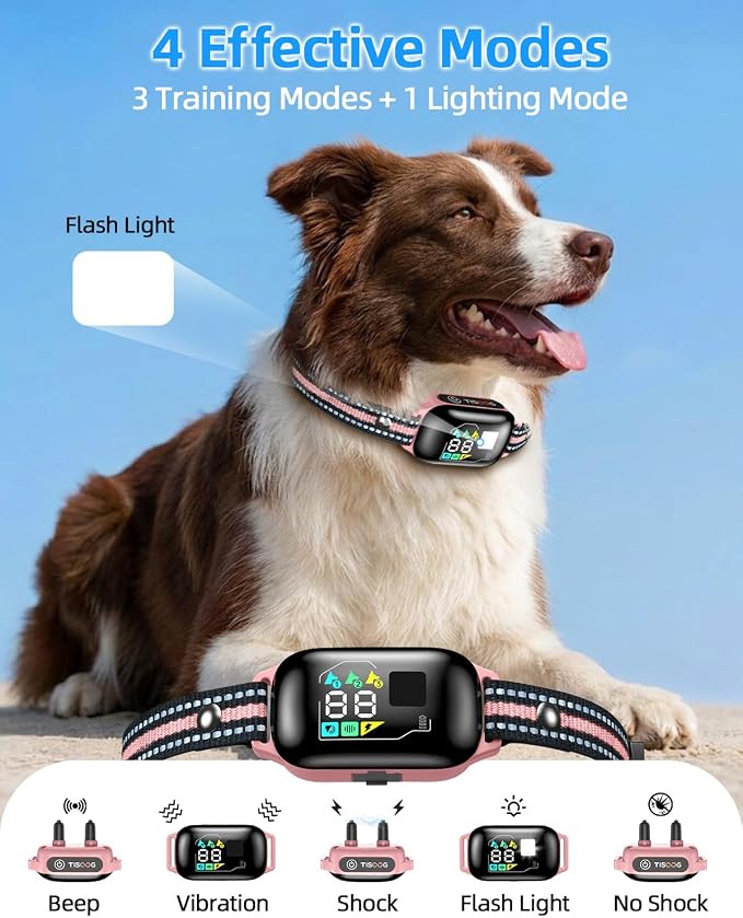 3300ft Dog Shock Collar with Remote Control, IPX7 - Pink | 4 Training Modes, Security Lock, Extremely Long Battery Life, Waterproof, Rechargeable E-Collar for Small Medium Large Dogs
