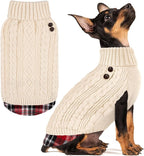 KYEESE Dog Sweater Turtleneck Thick Knit Pullover for Cold Weather | Stretchy Fit, Lightweight & Warm, Cozy Knit Comfort, Classic Plaid Design, Gentle on Sensitive Skin, Comfortable Daily Wear