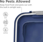 IRIS USA Dog Food Storage Container, Up to 30+11 lbs, Navy, Made in USA | Wheels for Mobility, Airtight Seal, BPA-Free, Best for Bird Seed, Cat food, Cat Litter, Chicken Feed, Pellets