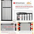Lumizone 55.12" Extra Tall Pet Gate for Cat Dog 30.12"-34.05" Wide Black | Extra Tall Cat Gate for Doorway Hallway Stairs Pressure Mounted 1.37" Gap No Drilling Auto-Close Dual-Lock