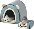 Dog Bed,2 Ways to Use,Indoor Pet House with Fluffy Mat,Removable and Washable Cover,Splash-Proof House and Non-Slip Bottom,for Large Dogs(XL Light Blue Faux Leather)
