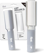 Plus XL Retractable Lint Remover & Pet Hair Roller for Clothes – Refillable & Reusable Lint Roller with 140 Extra Sticky Tear-Off Sheets – Value Pack, Light Grey