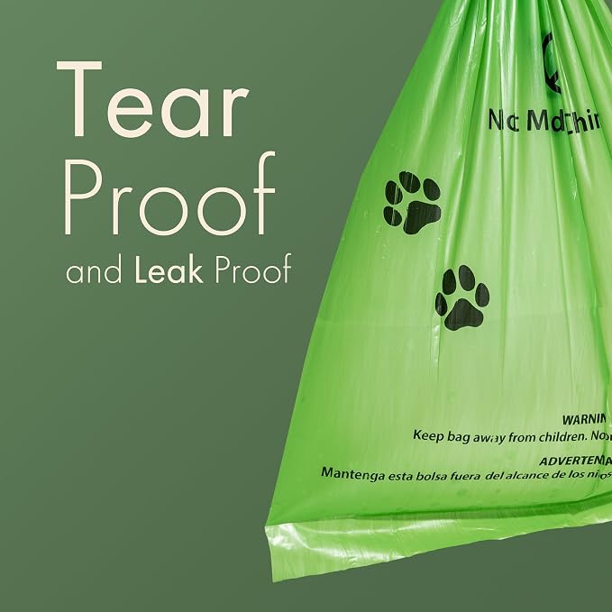 (Not Made In China) Dog Poop Bag Rolls 300 Count, Biodegradable, Leak Proof and Extra Thick Refill Bags For Dogs and Cats, Unscented Earth Friendly Waste and Doggy Litter Bag
