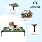 Elevated Dog Bed ? 30x24 Portable Bed for Pets with Non-Slip Feet Indoor/Outdoor Dog Cot or Puppy Bed for Pets up to 50lbs by Petmaker (Green)