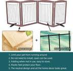 Dog Fence Indoor,Dog Gate Indoor for Doorway pet gate -4-Panel Freestanding, Hallways, House or Stairs -80x24-Inch Retractable Foldable Expandable Wood Pet by SFJC (Brown) ﻿