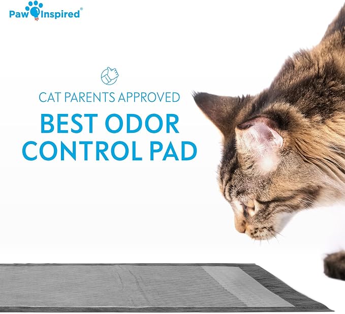 Paw Inspired Cat Pads, Carbon, 16.9 x 11.4 Inch, 80 Count Bulk Pack | Generic Refills for Tidy Cats Breeze Litter Box System, Super Absorbent Pee Pads, Kitty Litter Liners for Easy Cleaning