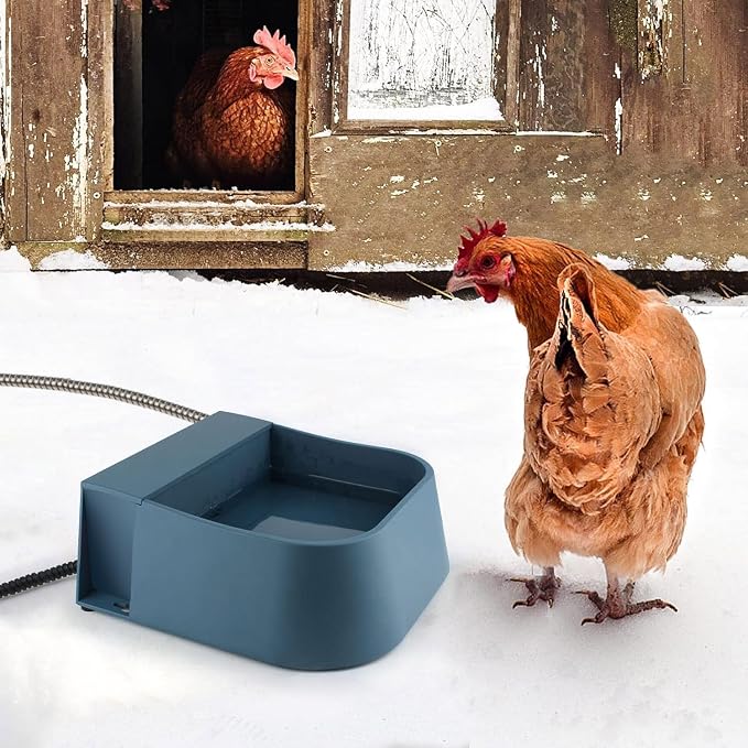 NAMSAN Automatic Water Dispenser for Dogs with Heater, Outdoor and Indoor, 2L Heated Water Bowl, Heated Watering Trough for Cats Chickens Rabbits Birds Bath Auto-Fill