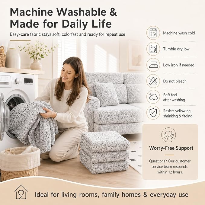 Stretch Sofa Slipcover, 2026 Upgraded Non Slip Couch Cover with Adjustable Straps, Pet Dog Cat Friendly Furniture Protector for 3 Seater, Washable for Living Room